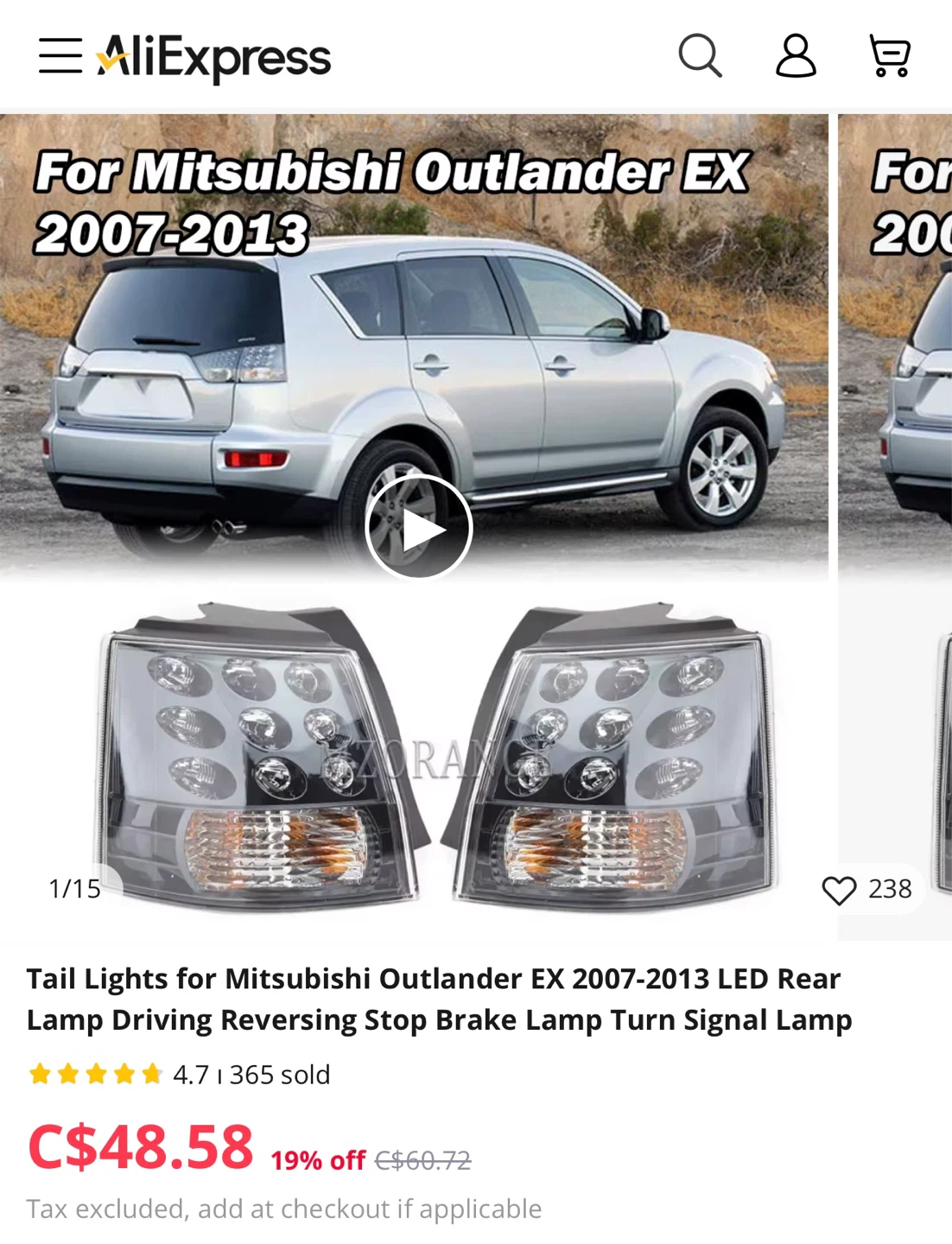 LED Tail Lights for Mitsubishi Outlander EX (2007-2013) - photo 2