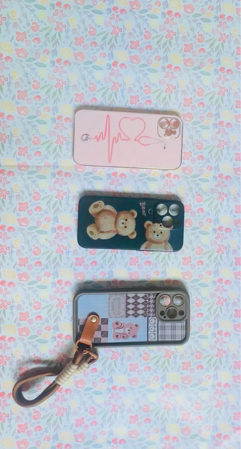 iPhone Cases - Pink Heartbeat, Teddy Bear, and Patchwork Designs