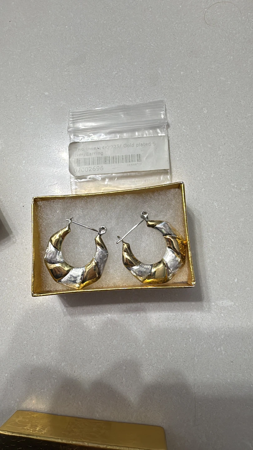 14K/925 Gold plated Sterling  Hoop Earrings