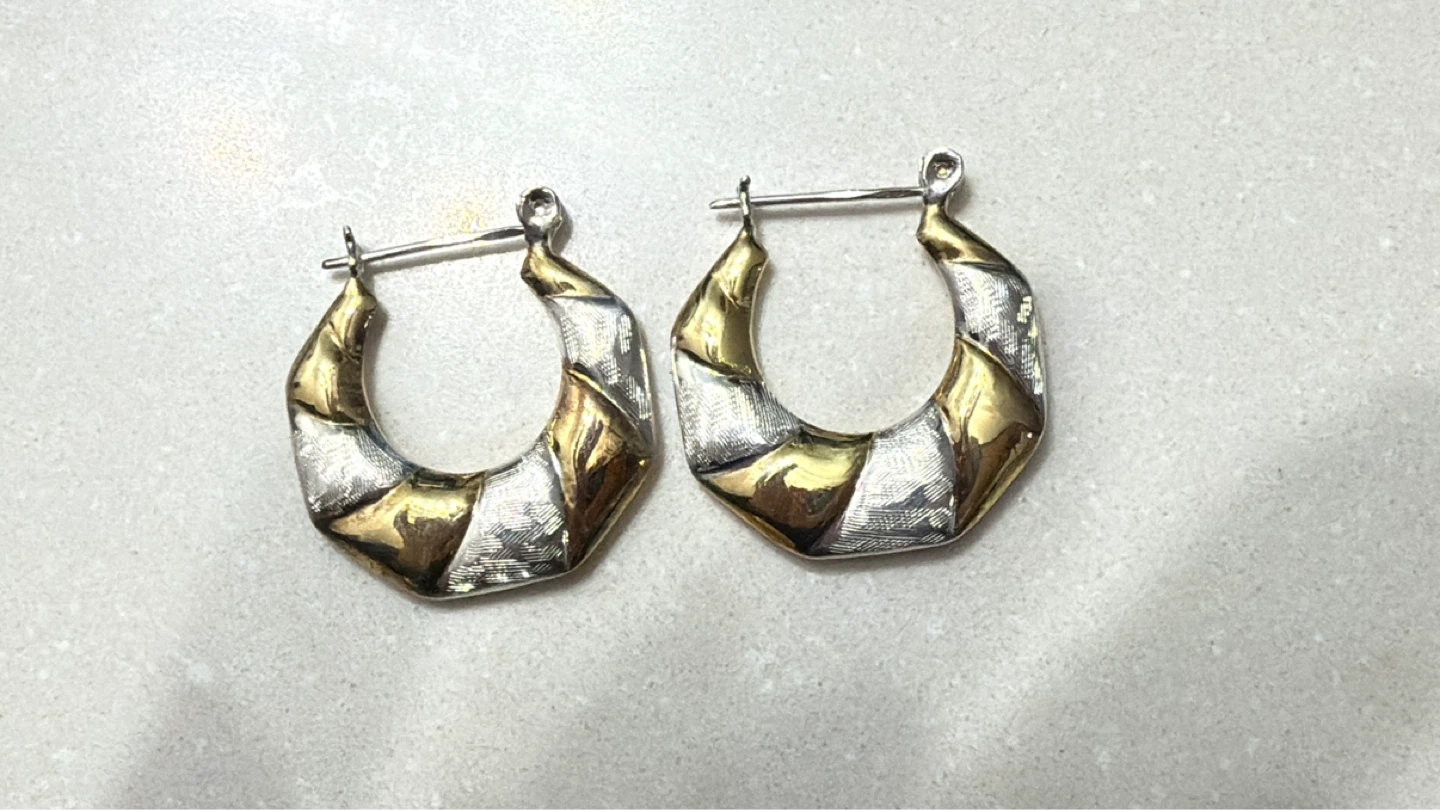 14K/925 Gold plated Sterling  Hoop Earrings - photo 4