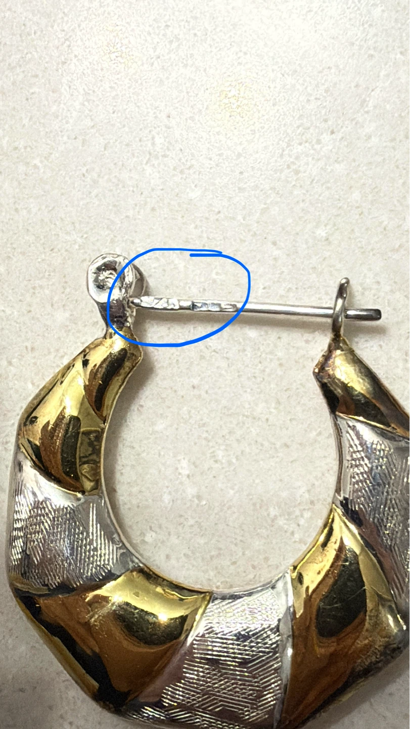 14K/925 Gold plated Sterling  Hoop Earrings - photo 3