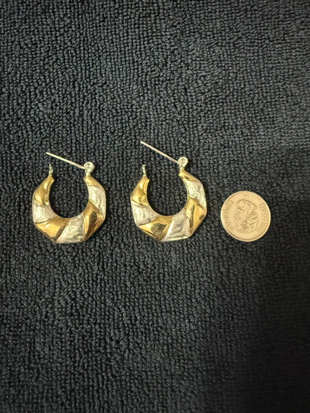 14K/925 Gold plated Sterling  Hoop Earrings - photo 2