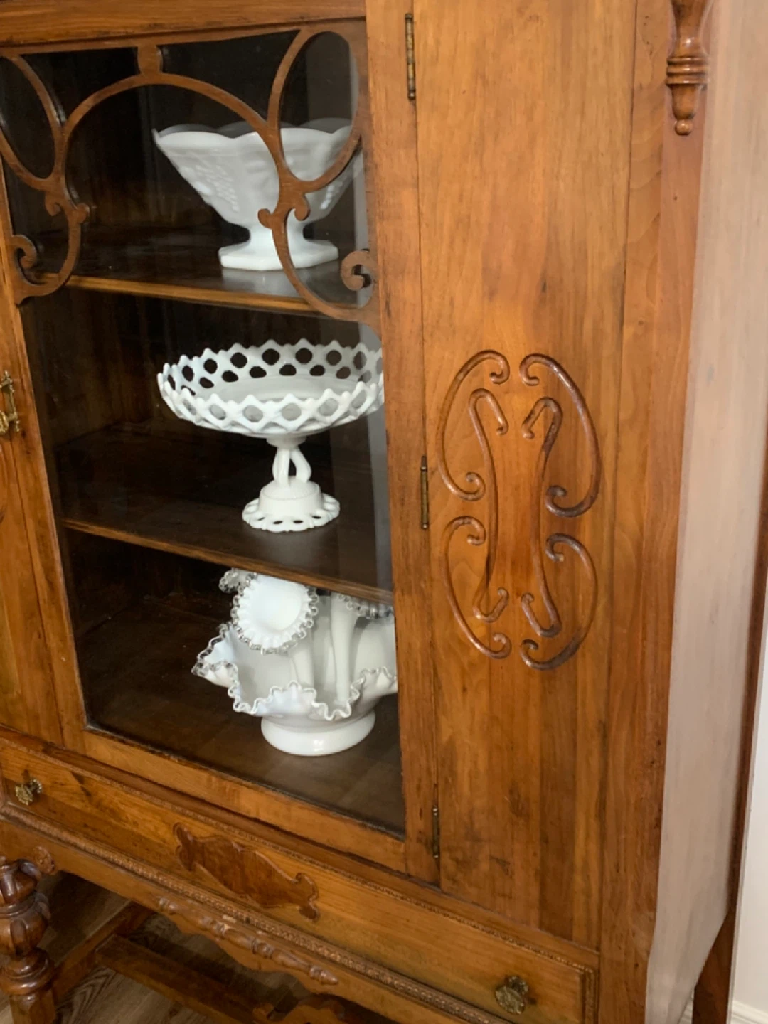 Antique Wooden Display Cabinet with Glass Door - photo 2