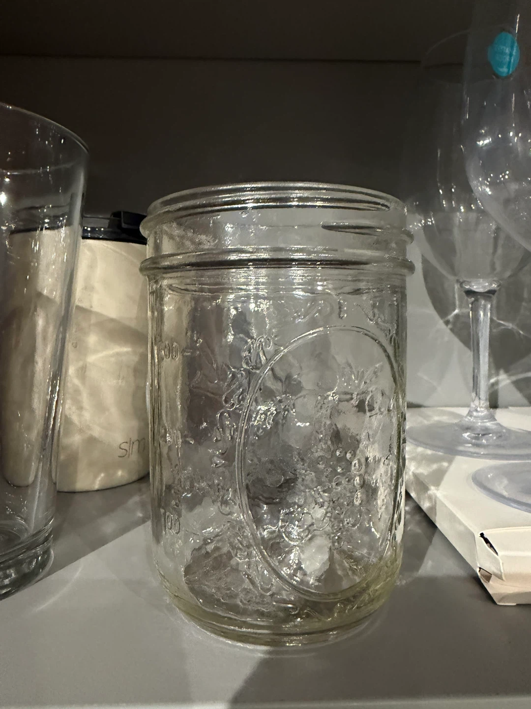 Mason Jars + stemless wine glasses + glasses - photo 2