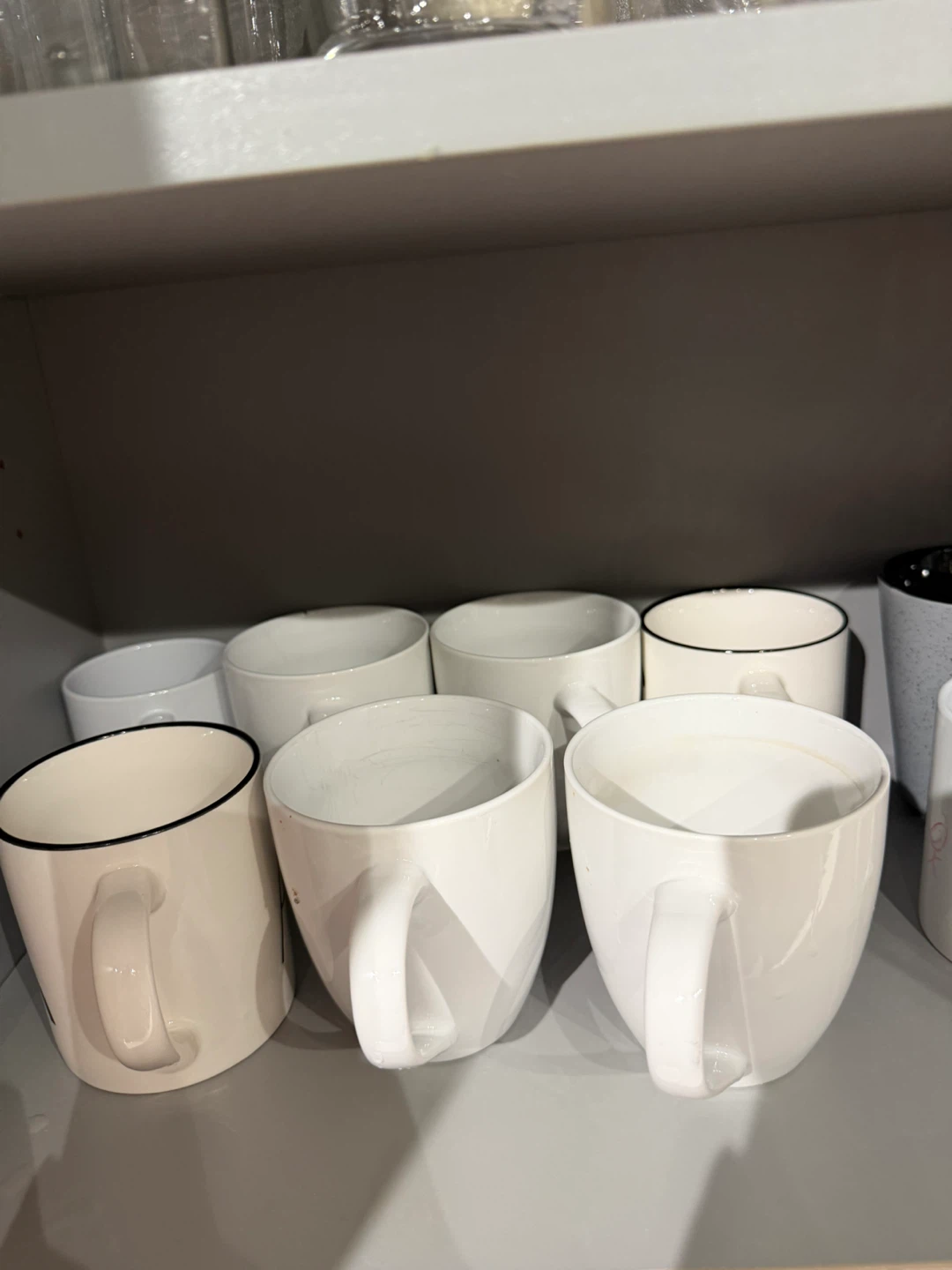 White Mugs with Black Rim - Set of 6+