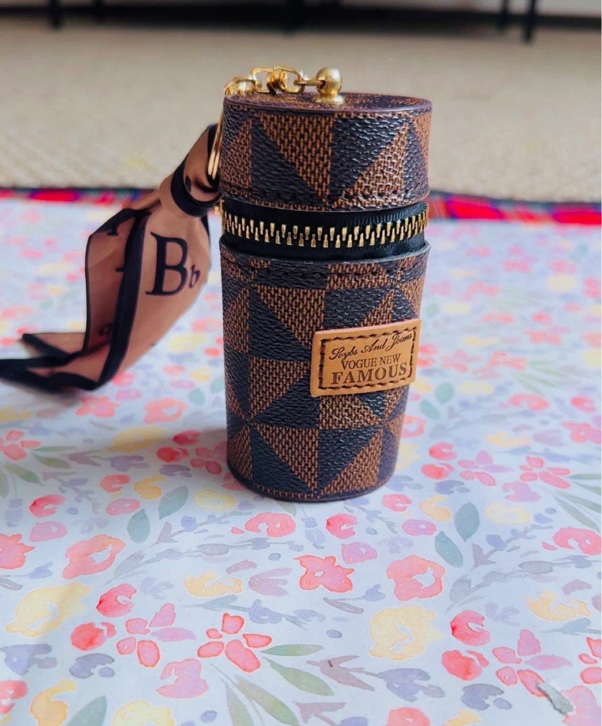 Designer Print Zippered Pouch Keychain