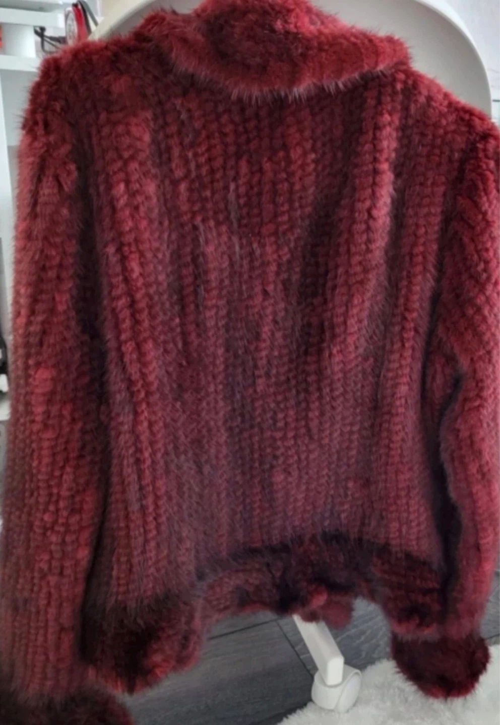 Burgundy Real Mink Fur Coat - photo 2
