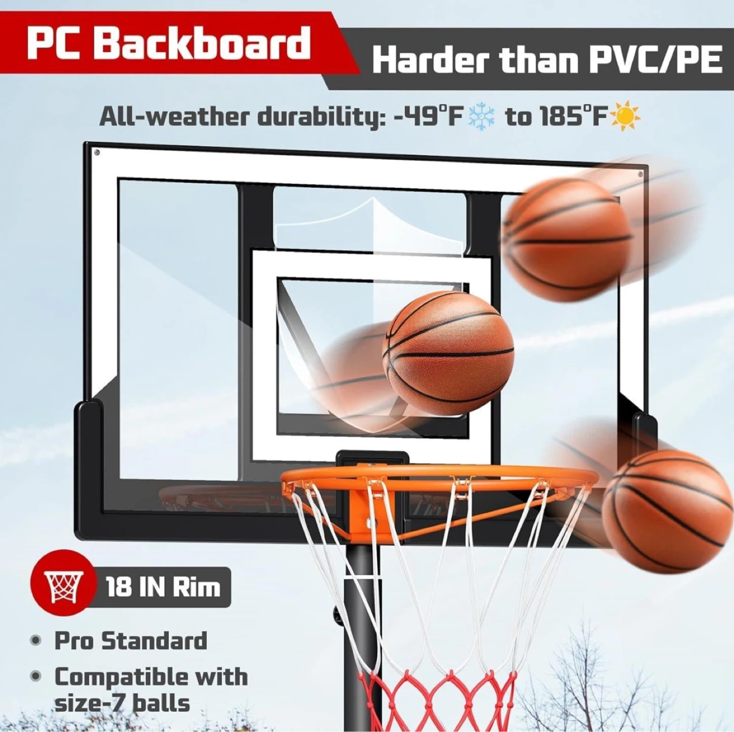 Adjustable Height Portable Basketball Hoop - 3.3-10 FT - photo 3