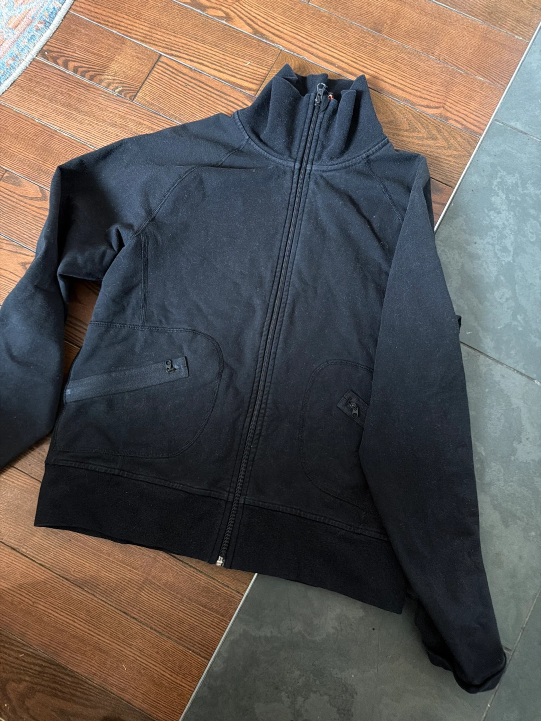 Black Full Zip Mock Neck Sweatshirt