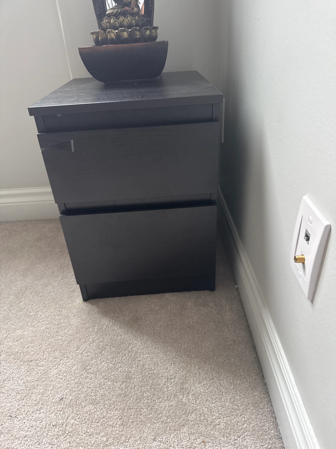 Black 2-Drawer Nightstand