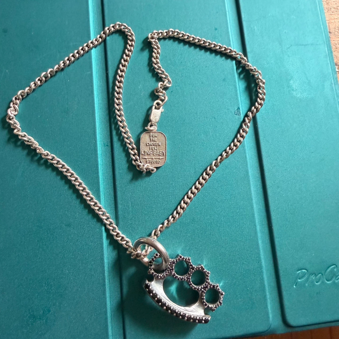 KING baby Brass Knuckles Pendant Necklace