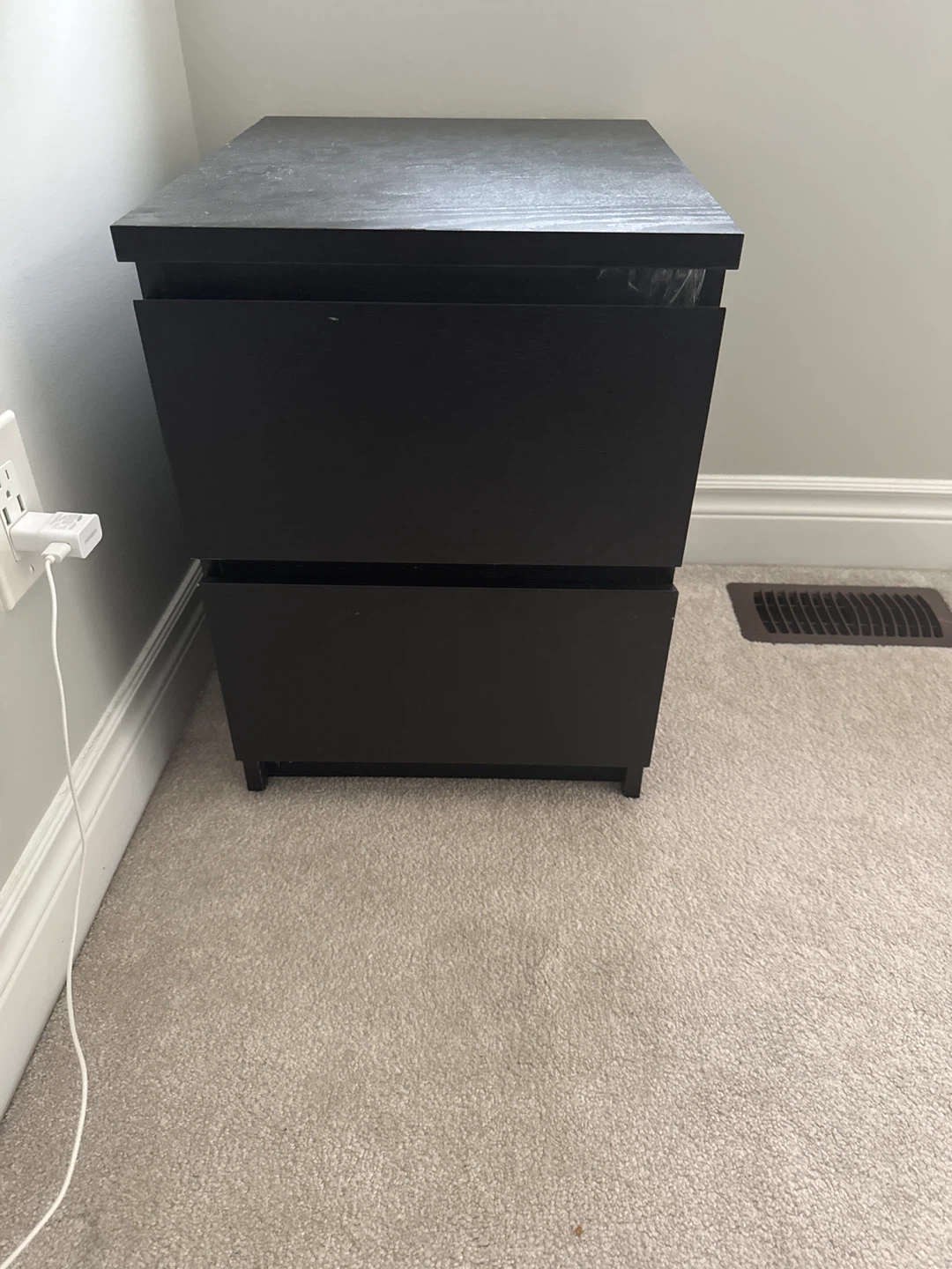 Black Two-Drawer Nightstand