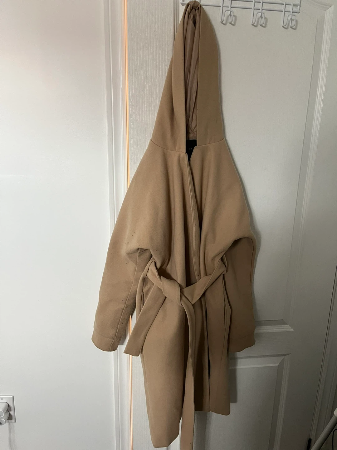 Forever 21 Camel Hooded Belted Coat