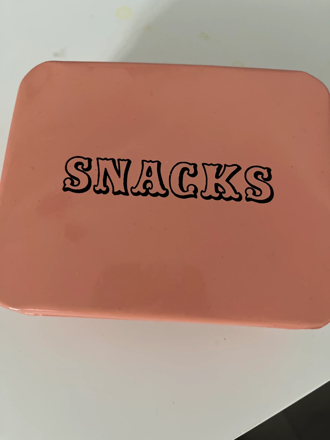 Pink "SNACKS" Metal Tin Box