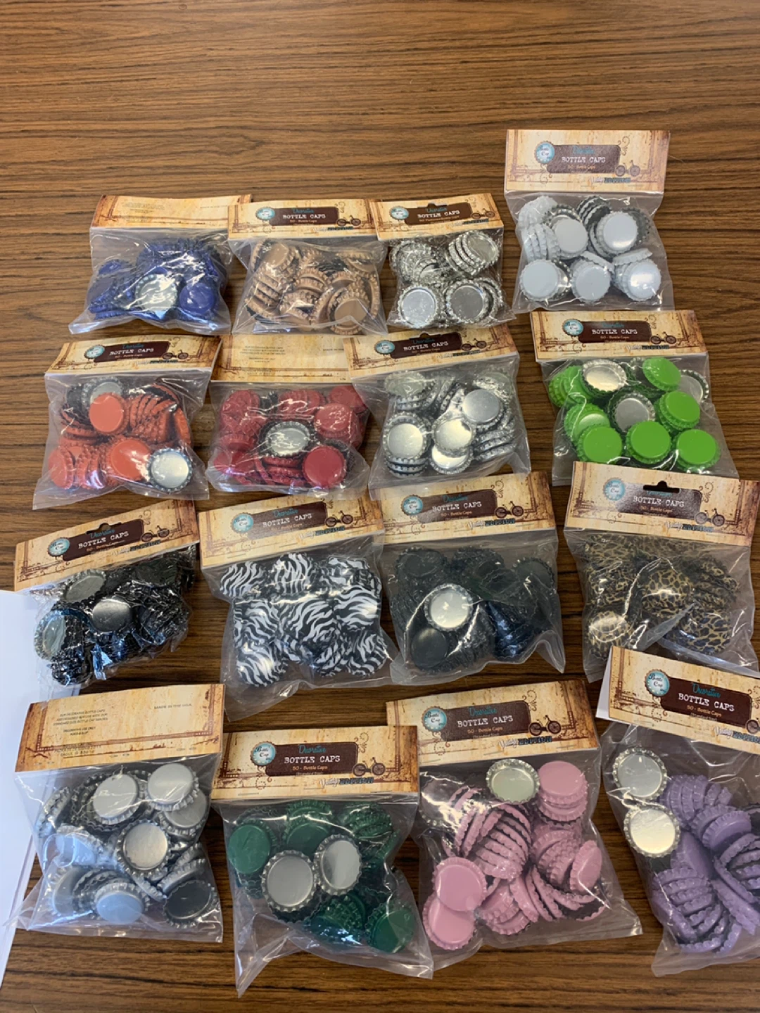 16 packs of BCI Crafts Vintage Collection Standard Bottle Caps .