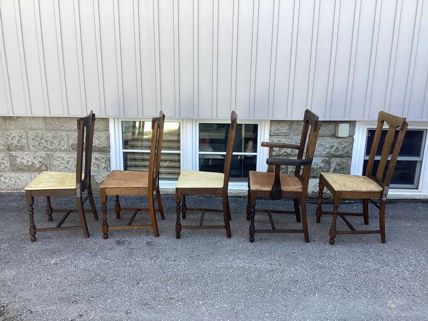 Set of 5 Antique Wooden Dining Chairs - photo 5
