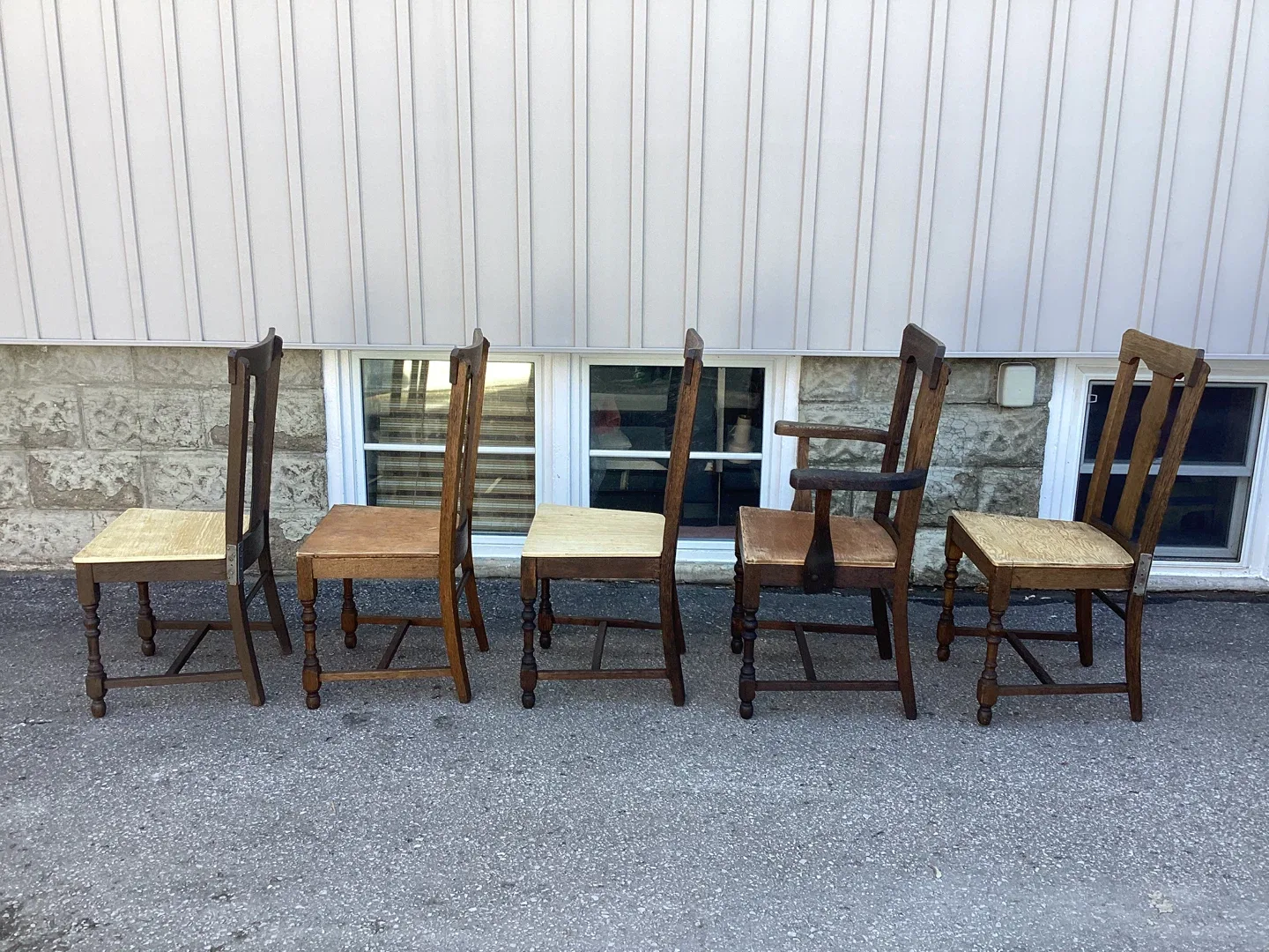 Set of 5 Antique Wooden Dining Chairs - photo 5