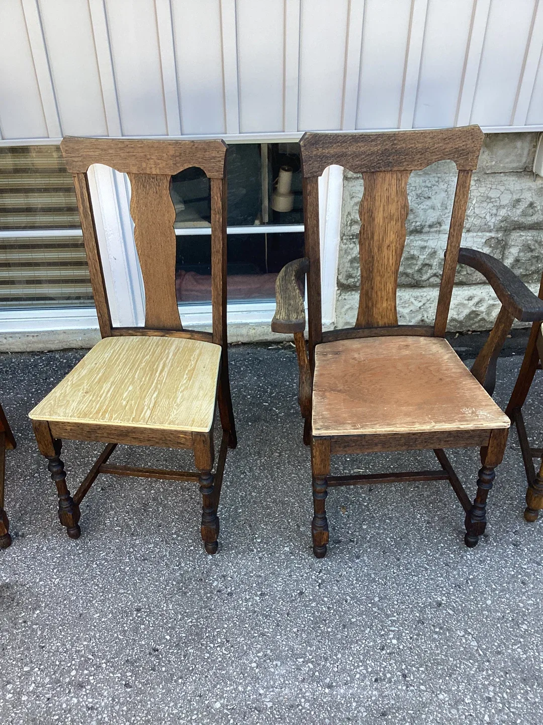 Set of 5 Antique Wooden Dining Chairs - photo 3