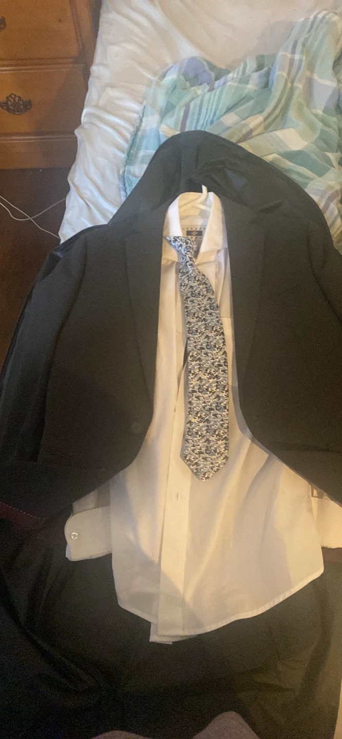 Grey Suit Jacket and White Shirt with Tie