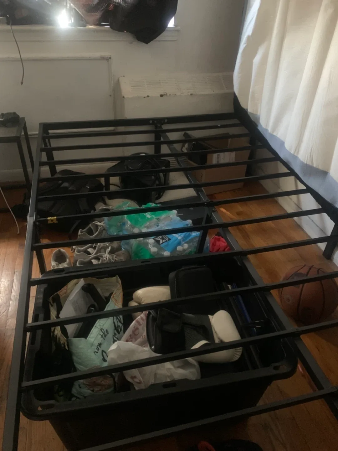 Black Metal Bed Frame with Underbed Storage