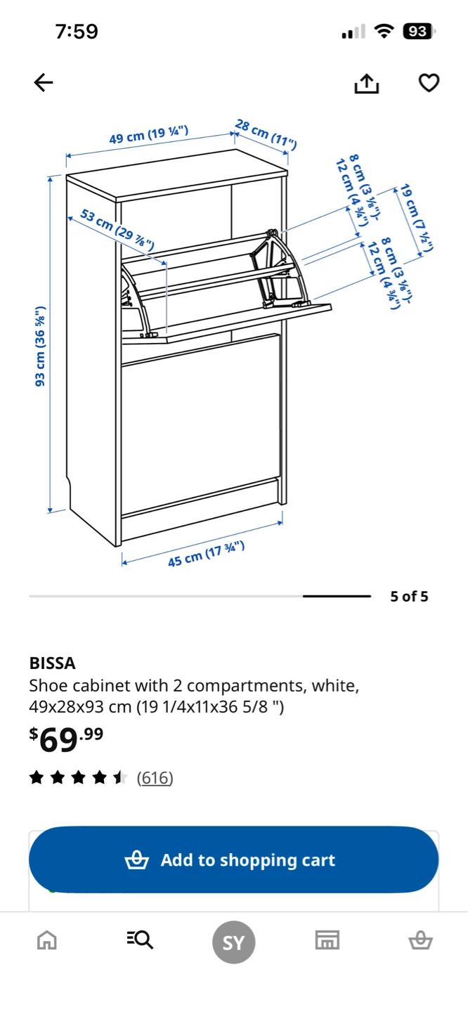 IKEA BISSA Shoe Cabinet - White - photo 3