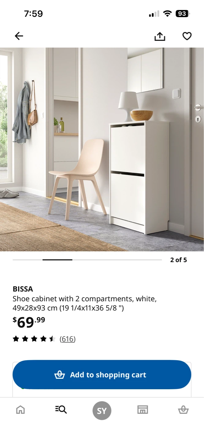 IKEA BISSA Shoe Cabinet - White - photo 2