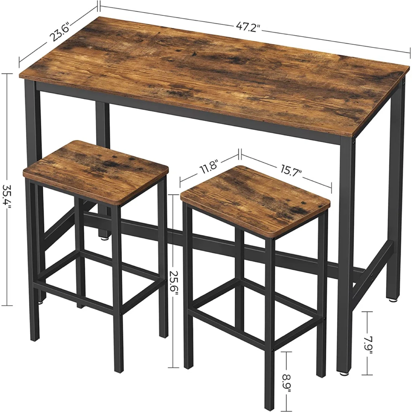3-Piece Bar Table and Stools Set - photo 3