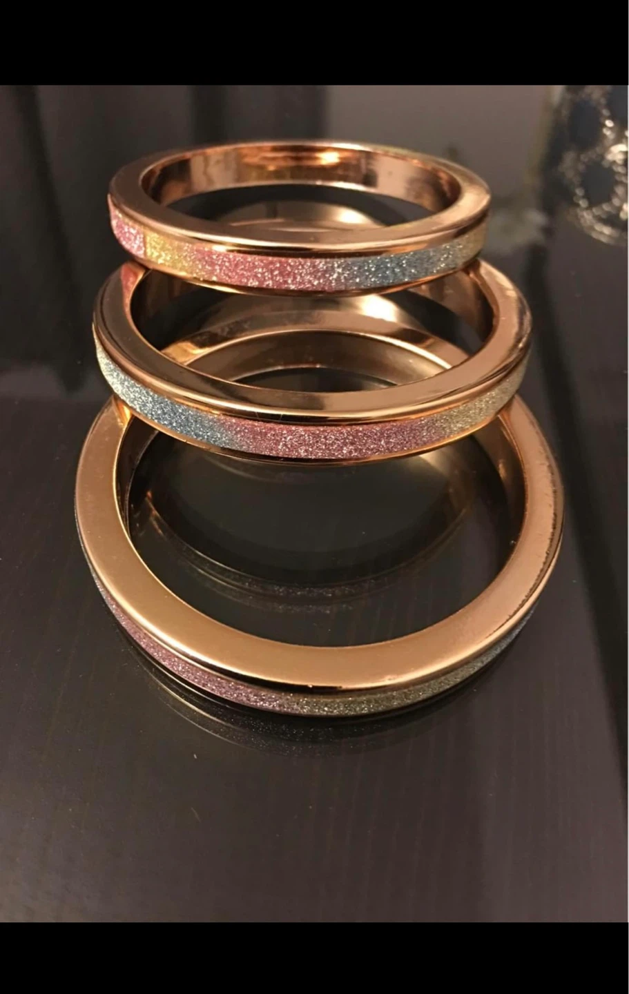 Set of 3 Rose Gold Glitter Bangles - photo 3