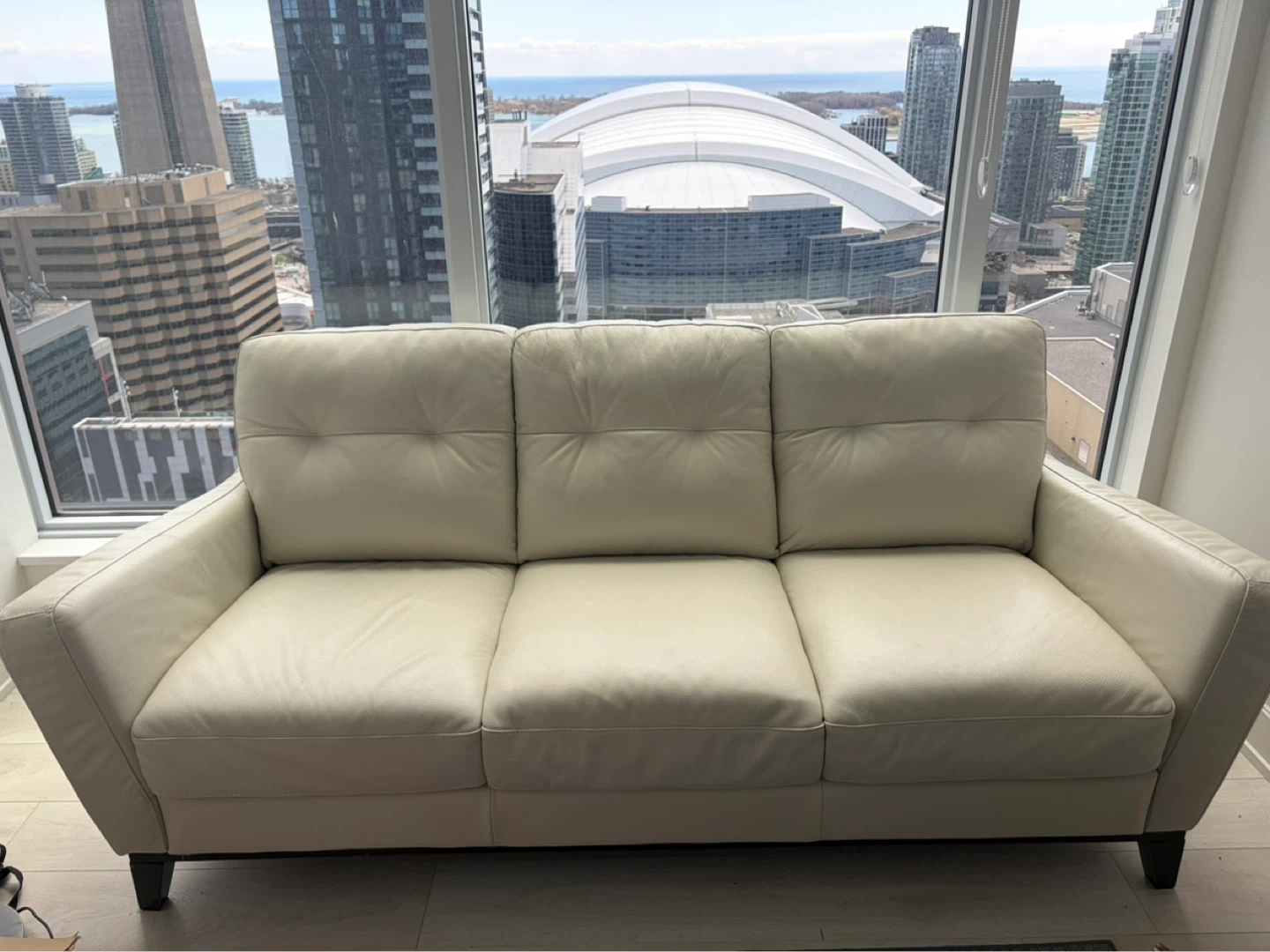 Beige Top-grain Leather Sofa
