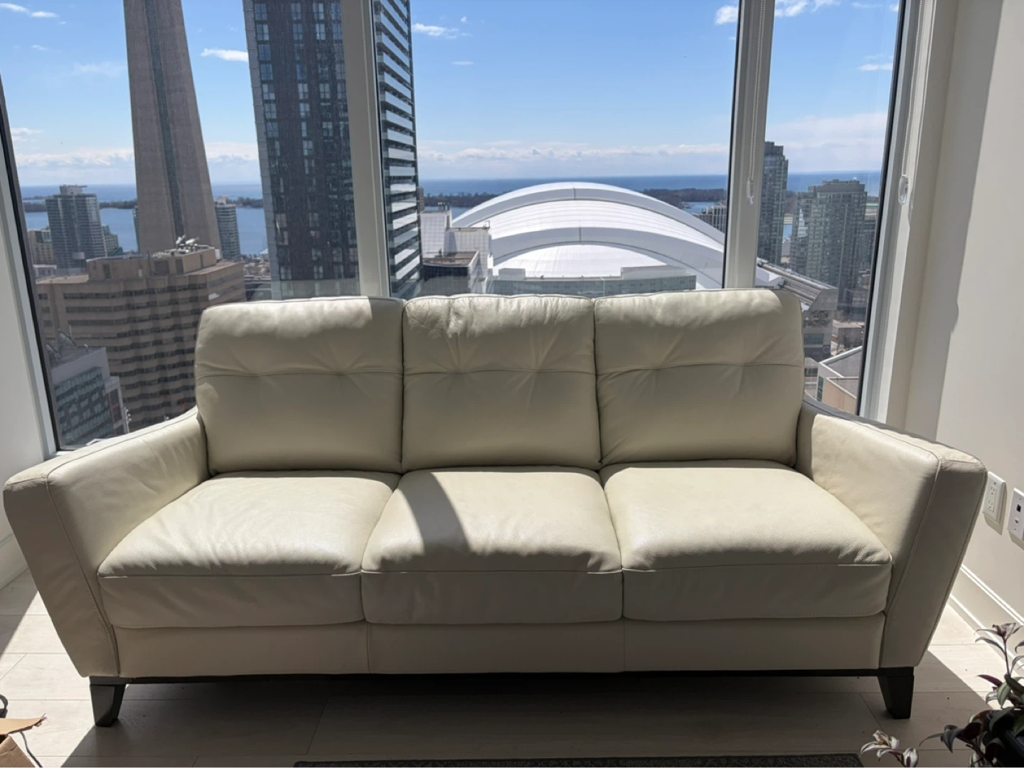 Beige Top-grain Leather Sofa - photo 2