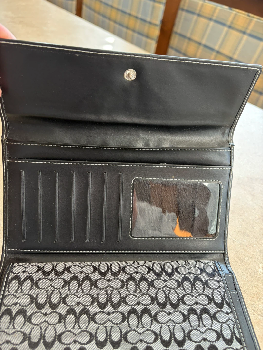 Coach Signature C Trifold Wallet Black Grey - photo 3
