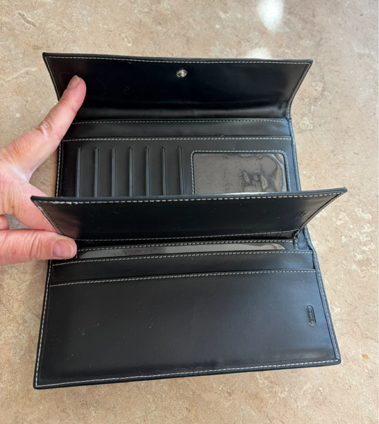 Coach Signature C Trifold Wallet Black Grey - photo 2