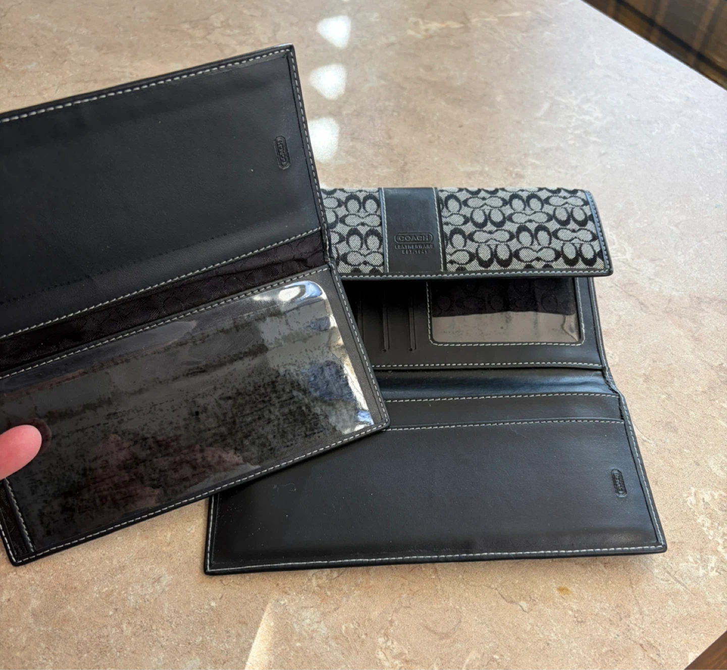 Coach Signature C Trifold Wallet Black Grey - photo 4
