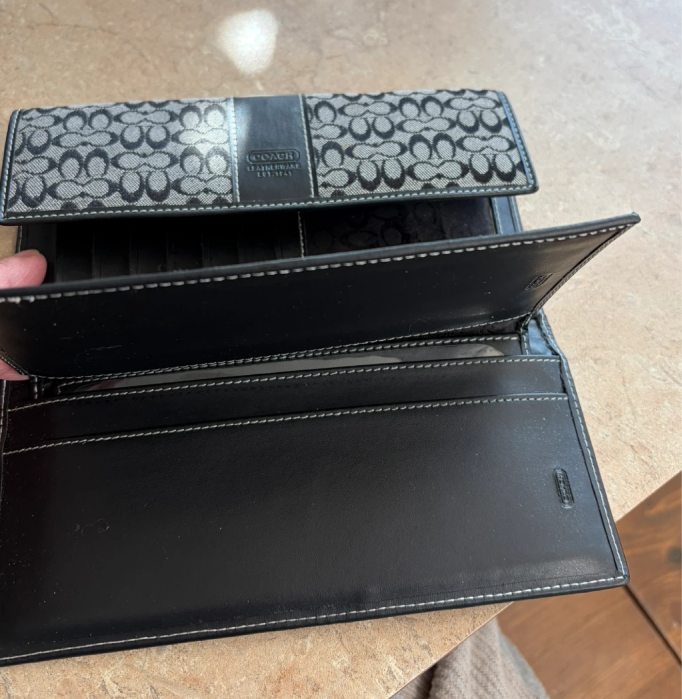 Coach Signature C Trifold Wallet Black Grey - photo 5