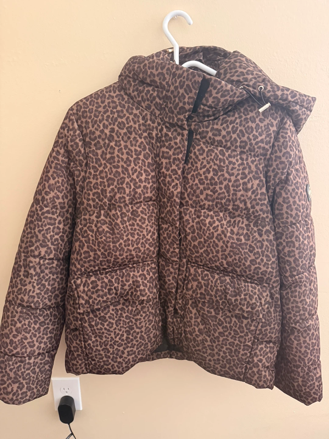 Michael Kors Leopard Print Puffer Jacket - Size L