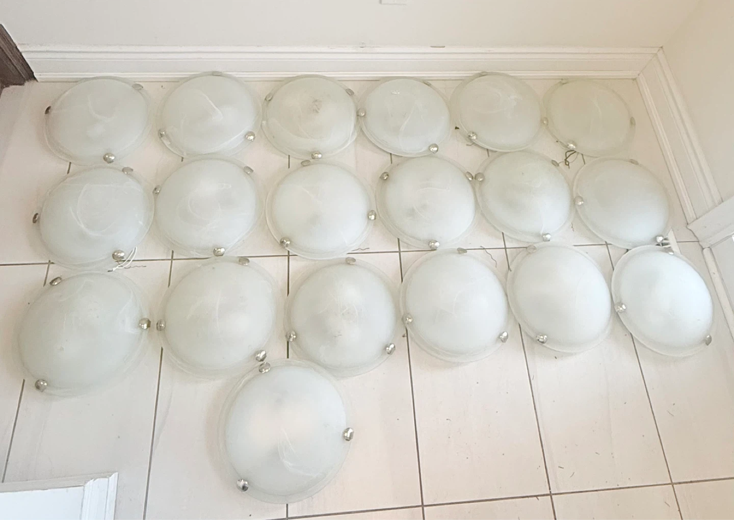 2-Light Pewter Clip Flushmount Ceiling Light Marbled Glass Shade