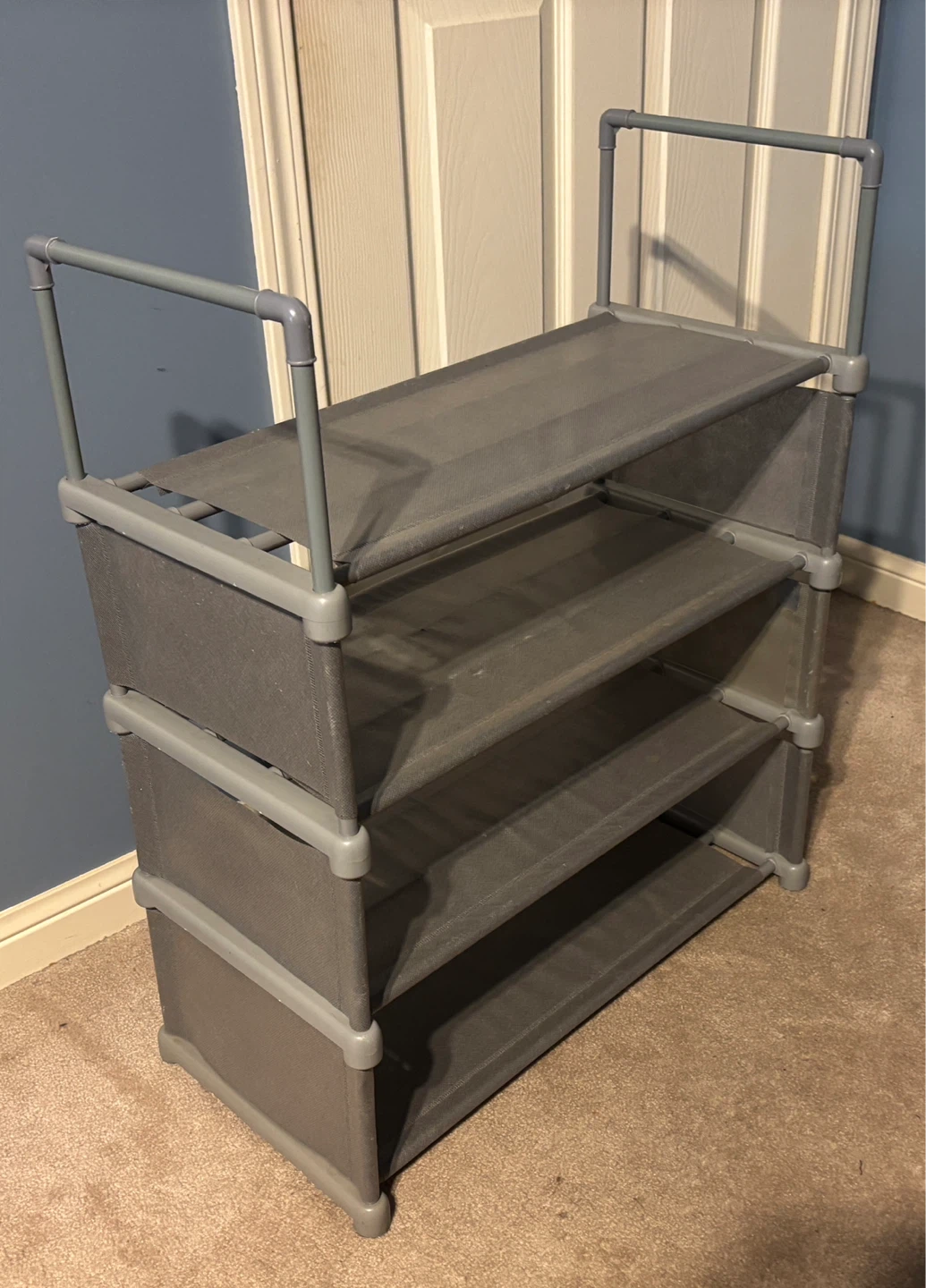 Grey 4-Tier Fabric Shoe Rack