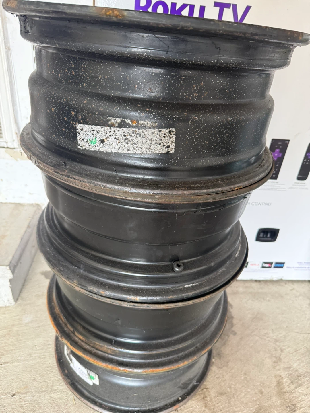 Set of 4 Black Steel Wheels
