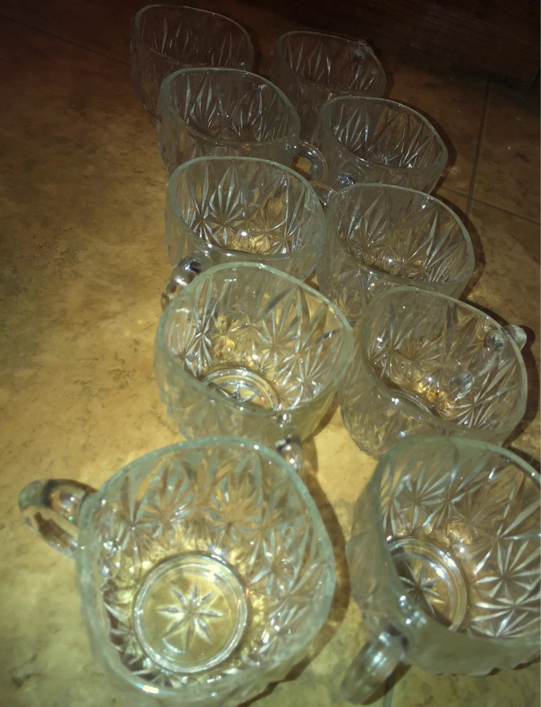 Set of 10 Glass Punch Cups with Handles