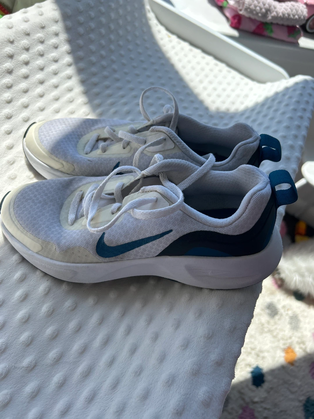 Nike Kids' Athletic Shoes - White/Blue, Size 4.5Y