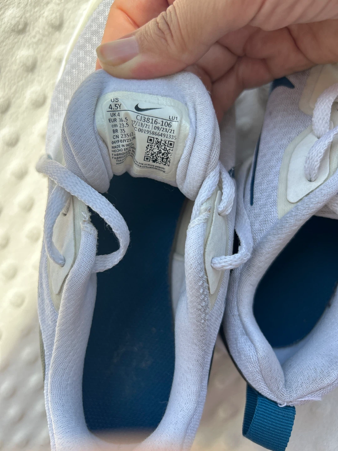 Nike Kids' Athletic Shoes - White/Blue, Size 4.5Y - photo 4