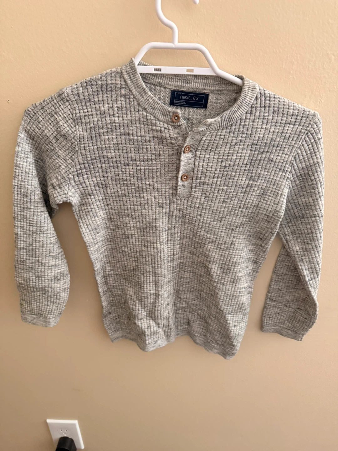 Next.82 Grey Ribbed Henley Long Sleeve Shirt