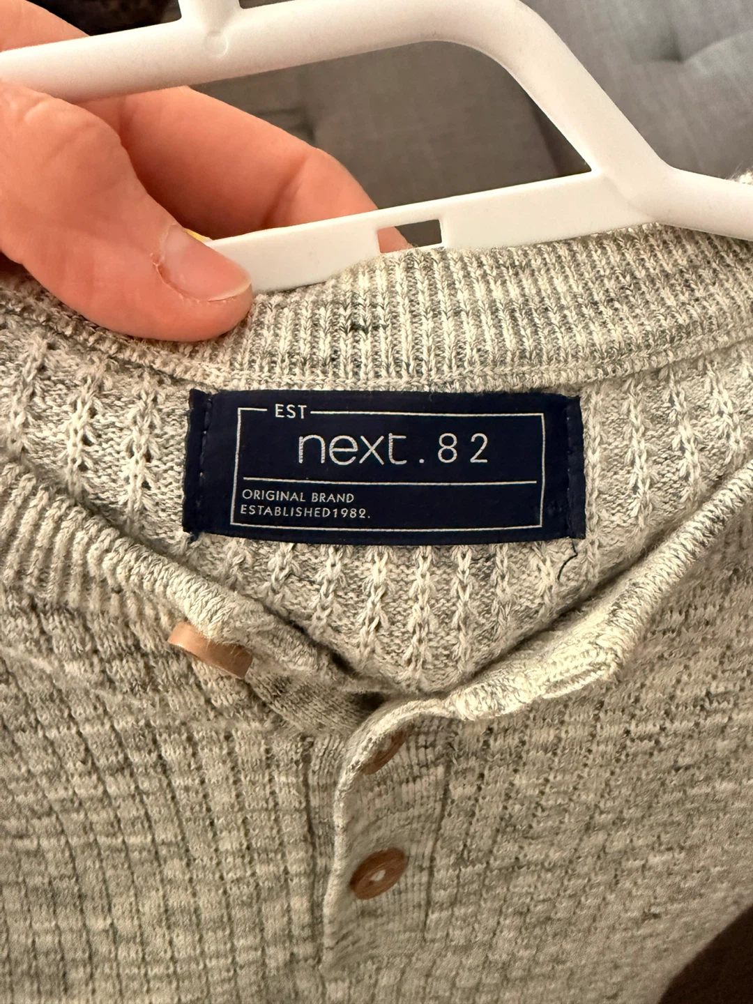 Next.82 Grey Ribbed Henley Long Sleeve Shirt - photo 2
