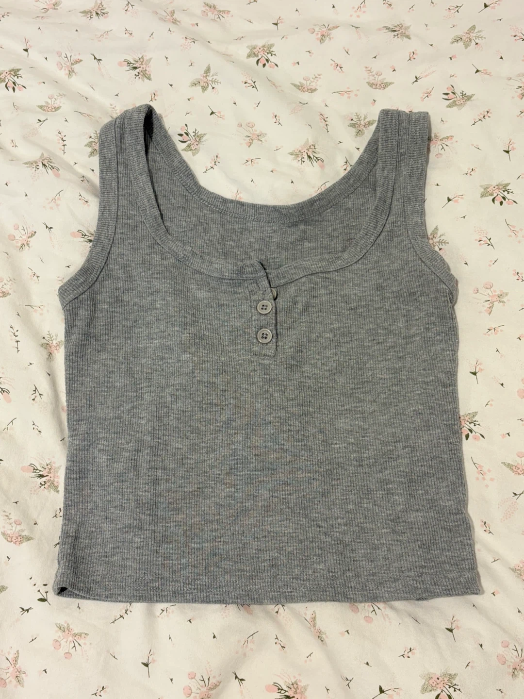 Grey Ribbed Tank Top