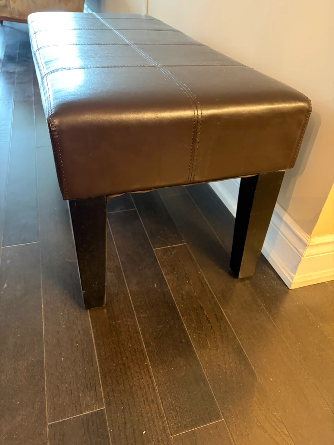 Brown Faux Leather Bench - photo 3