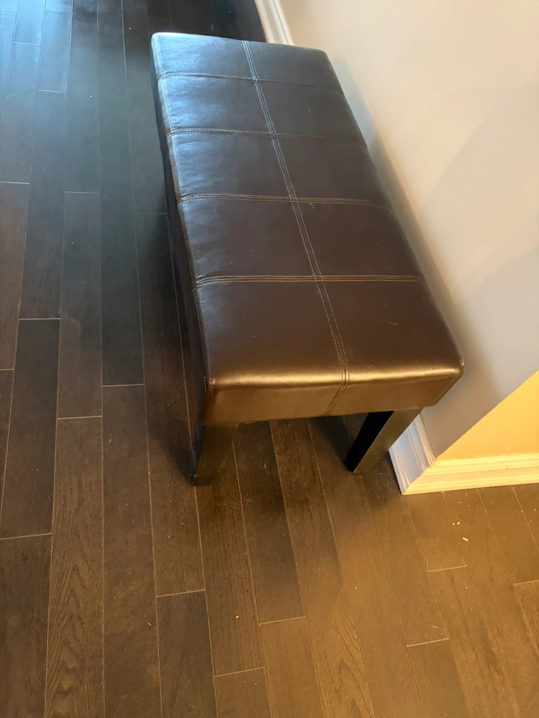 Brown Faux Leather Bench - photo 4