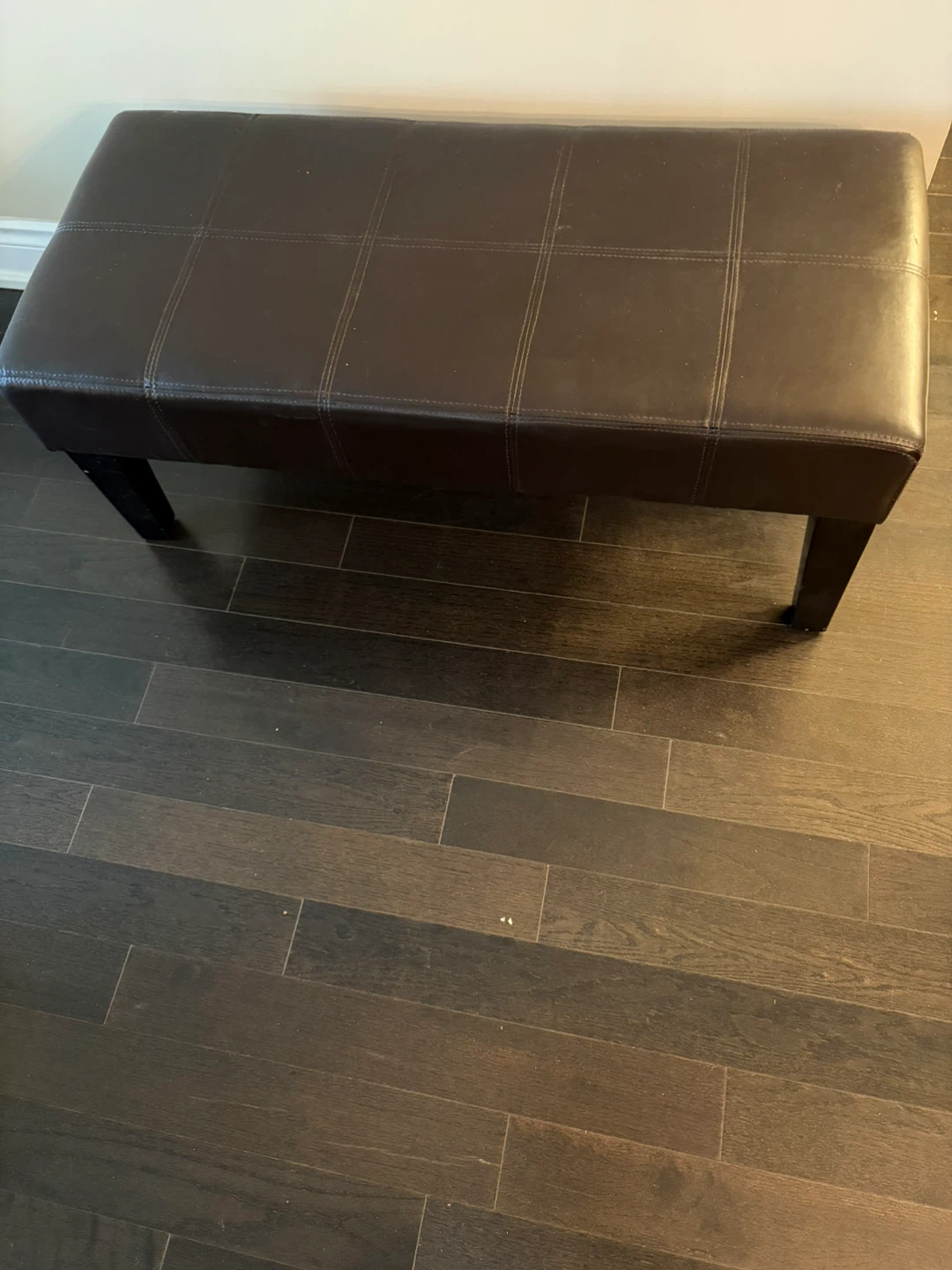 Brown Faux Leather Bench