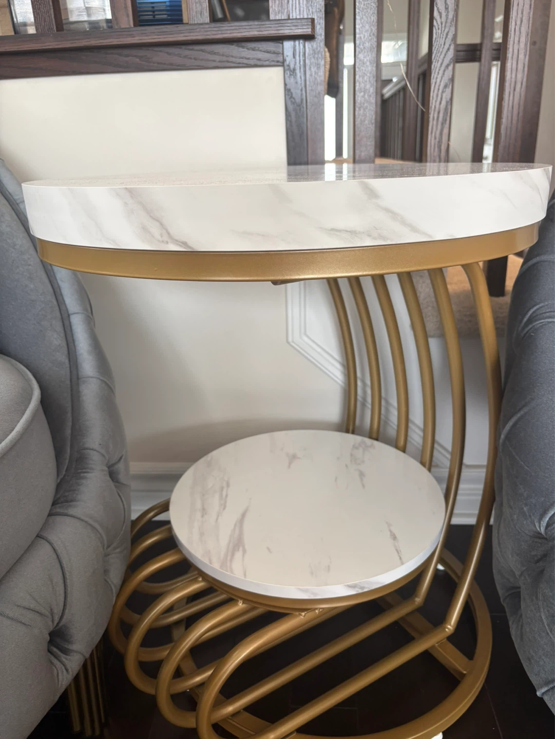Marble Top Nesting Coffee Table with Gold Base - photo 4