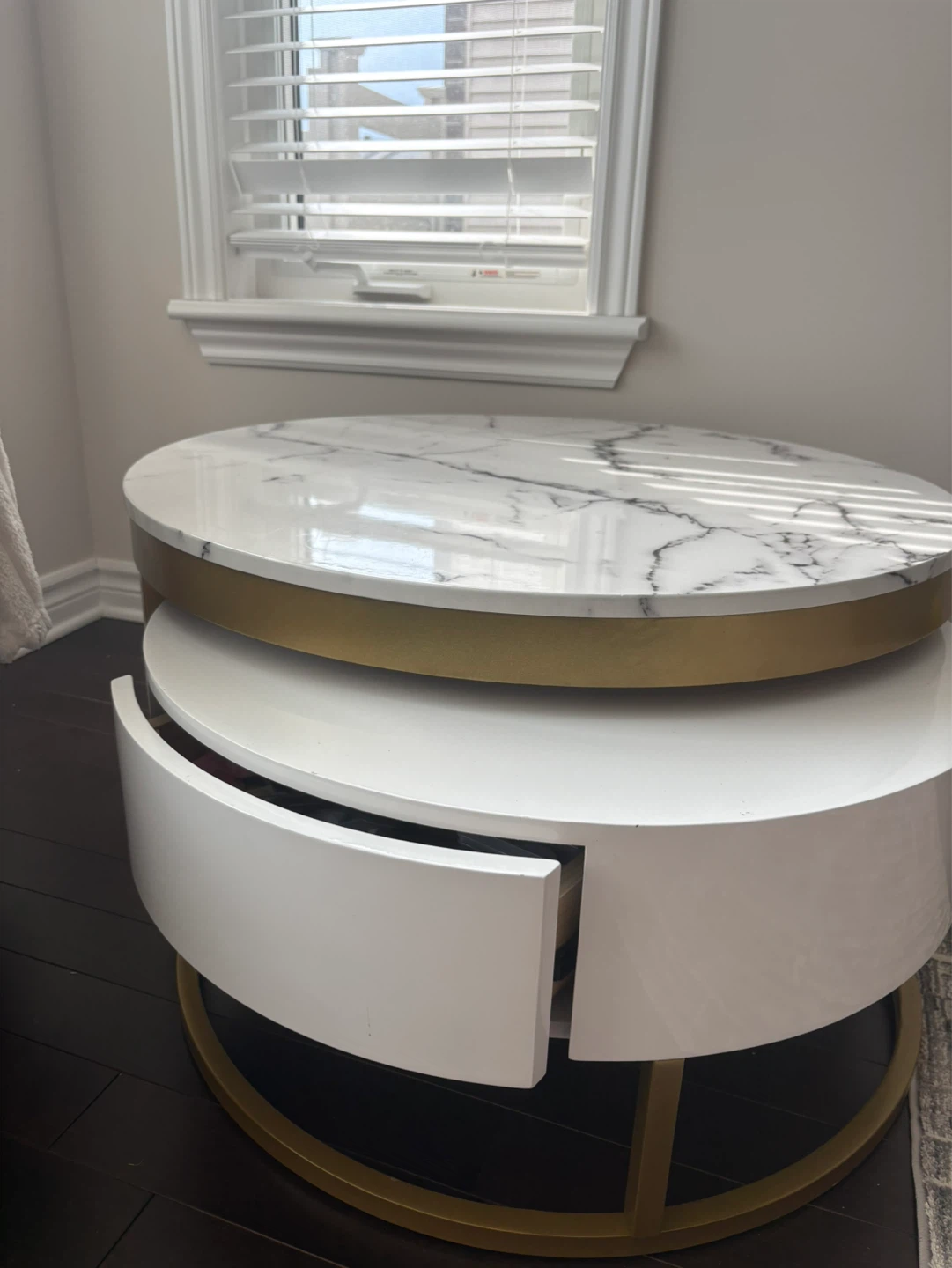 Marble Top Nesting Coffee Table with Gold Base - photo 2