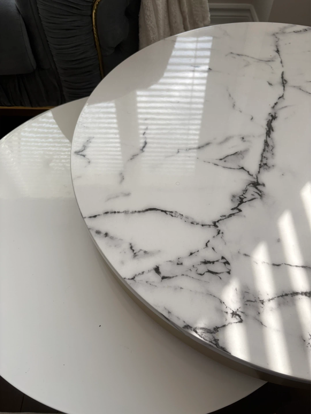 Marble Top Nesting Coffee Table with Gold Base